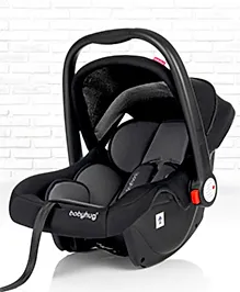 Babyhug Amber Car Seat Cum Carry Cot With Rocking Base - Black| Rocker & Feeding Chair| Adjustable Handle Position| Safety Harness| Removable Canopy & Padded Cushion| Washable Seat Cover