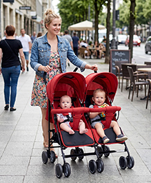 Babyhug Deuce Twin Stroller - Red
