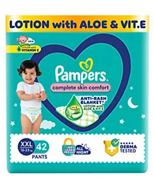 Pampers Complete Skin Comfort Pants, Anti-rash blanket, Lotion with Vitamin E & Aloe Vera, Double Extra Large size baby Diapers, (XXl) 42 Count, 15-25 kg