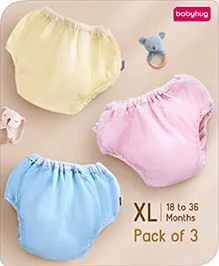 Babyhug Waterproof Nappy With Elastic Extra Large Set of 3 - Pink Blue Yellow