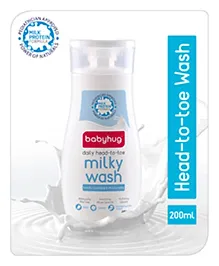 Babyhug Milk Protein Formula Daily Head To Toe Milky Wash No Tear Formula For Newborn Baby 2 In 1 Shampoo & Body Wash - 200 ml