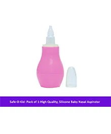 Safe-O-Kid Silicone Baby Nasal Aspirator - Pink White