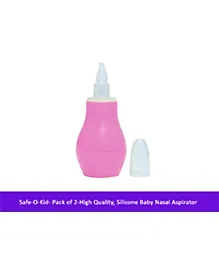 Safe-O-Kid Silicone Baby Nasal Aspirators Pack of 2 - Pink White