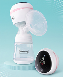 Babyhug Electric Breast Pump  White Pink| LED Display, Soft-Touch Control| 3 Modes & 9 Levels Each| Rechargeable & Portable| Silent & Discreet| Single Hand Operation