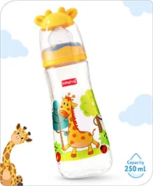 Babyhug Anti Colic Feeding Bottle Giraffe Shape Yellow - 250 ml 