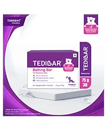 Torrent Pharma Tedibar Moisturising Baby Bathing Bar 75gx3 (Pack of 1) with Skin Friendly pH 100 Percent Soap Free Prevents Dryness & Rashes Dermatologically Tested - By Torrent Pharma