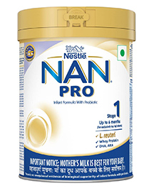 Nestle NAN PRO Stage 1 Infant Formula Milk powder for babies (Up to 6 months) with Probiotic 400 gm Tin with SmartLid