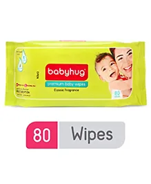 Babyhug Premium 98% Water Baby Wet Wipes with Moisturising Aloe Vera - 80 Pieces