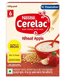 Nestle CERELAC Baby Food Cereal | No Preservatives | Wheat Apple for 6 to 24 Months Baby | Source of Iron & Protein | Instant Baby Food Cereal | 350g