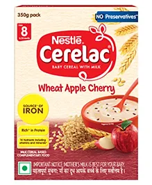 Nestl&eacute; CERELAC Wheat Apple Cherry Baby Food Cereal, No Preservatives, 8 to 24 Months - 350 g