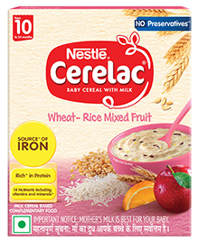 Nestle CERELAC Wheat Rice Mixed Fruit Baby Food Cereal, No Preservatives (10 to 24 Months Baby) 300 g