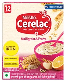 Nestl&eacute; CERELAC Multigrain & Fruits Baby Food Cereal, No Preservatives (12 to 24 Months Baby)