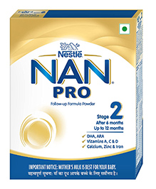 Nestle NAN PRO 2 Follow-up Formula Powder - After 6 months, Up to 12 months, Stage 2, 400g Pouch in Box