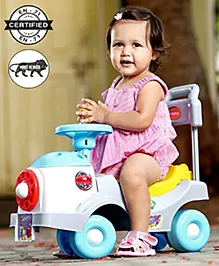 Babyhug Fun N Learn Ride-On With Storage Space & High Backrest - Yellow And Blue| Smooth Wheels| Comfortable Seat| Direction Control Steer Wheel