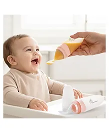 R for Rabbit First Feed Food Feeder with 90ml Capacity for 4M+ Baby, Premium Soft Silicone Food Grade BPA Free for Cereals, Infant, Kids (Pink)