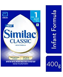 Similac Infant Formula Stage 1 for 0-6 Months - Easy Digestion & Calcium Absorption - Brain Development Nutrients, 400g