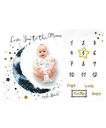 Elementary Milestone Bedsheet Love You To The Moon And Back Print - White