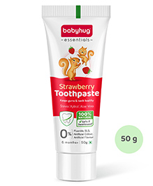 Babyhug Strawberry Flavoured Toothpaste for Ages 6 Months+ |100% Natural Ingredients Fluoride Free No SLS/SLES - 50 g