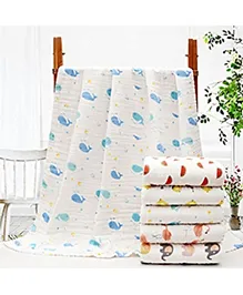 Elementary Organic Cotton Muslin Swaddle Wraps - Set of 3 Animal World (Assorted Designs)