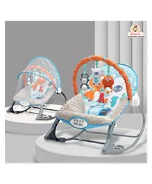 INFANTSO Baby Rocker Portable with Free Mosquito Net & Calming Vibrations & Musical Toy - Blue