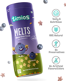 timios Melts Non-Fried No-Maida Wholegrain Snacks Blueberry Flavour - 50 g