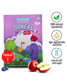 timios Zookers Nutritious Maida Free Animal Shaped Biscuits With Apple & Blueberry Bits - 150 g