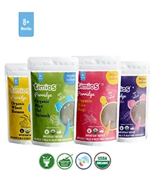 Timios Organic Porridge Combo Pack  Wheat Banana, Rice Dal Spinach, Ragi Rice  Protein-Rich Natural Baby Food 4x100g