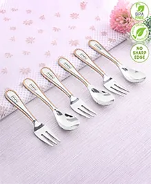 Babyhug Stainless Steel Spoon & Fork Set of 6 - Silver