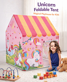 Babyhug Playtime Unicorn Foldable Tent House - Pink | Portable Play Tent for Kids | Easy to Assemble, Lightweight & Spacious | Encourages  Creativity & Endless Fun for Toddlers | BIS Certified