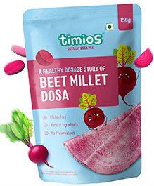 timios 100% Organic Instant Beet Millet Dosa Mix Pack of 2 - 150 g each
