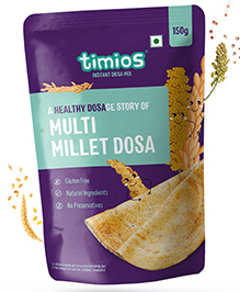 timios 100% Organic Instant Multi Millet Dosa Mix Pack of 2 - 150 g each