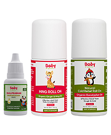 BabyOrgano Combo Of Hing & Cold Roll On And BaalPrashan Drops Pack Of 3 - 40 ml & 15 ml