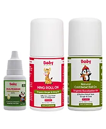 BabyOrgano Combo Of Hing & Cold Roll On And BaalPrashan Drops Pack Of 3 - 40 ml & 15 ml