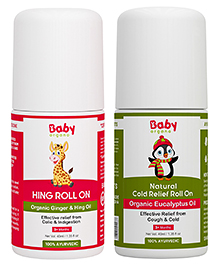 BabyOrgano Combo Of Hing & Natural Cold Roll On Pack Of 2 - 40 ml each