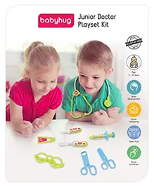 Babyhug Junior Doctor Play Set - 15 Psc - Blue | Pretend Medical Kit for Kids | Roleplay Toy with Stethoscope & Accessories | Encourages Imaginative Play & Learning