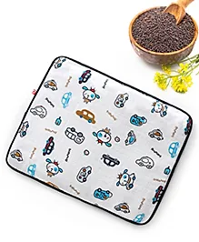 Babyhug Cotton Head Shaping 1 Kg Mustard Seeds/Rai Pillow Car Print - Navy Blue