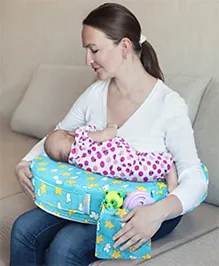 Babyhug Cotton Feeding Pillow With Belt Star Print - Blue | Fits upto waist size 36 inches