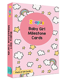 Zooplay India Baby Girl Milestone Flash Cards Pack of 24 - Multicolor 