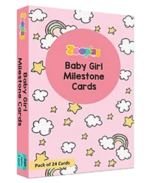 Zooplay India Baby Girl Milestone Flash Cards Pack of 24 - Multicolor 