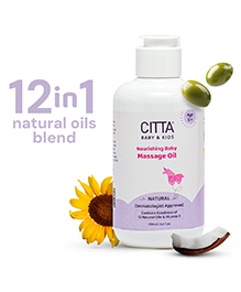 CITTA Natural Baby Massage Oil For Body & Hair-12 Oils in 1-Strengthens Bones-Dermatologist Approved-200ml