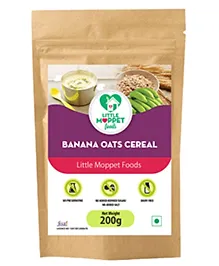 Organic Little Moppet Banana Oats Baby Cereal 200g - High Fiber, Iron & Potassium, for 6-12 Months