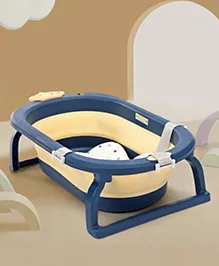 Babyhug Foldable Bathtub with Printed Cushion - Blue Beige