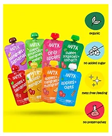 Happa Organic Baby Food Puree | 100% Fruits Grains and Vegetables | No Sugar, Milk Powder, Preservatives | 8 Packs | 6M+ (100g Each)