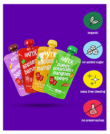 Happa Organic Baby Food Puree | 100% Fruits and Vegetables | No Sugar, Milk Powder, Preservatives | 4 Packs | 6M+ (100g Each)