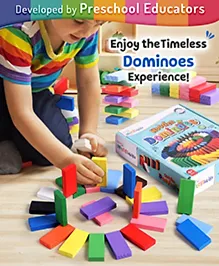 Intelliskills Premium 120 Pieces Wooden Domino Multicoloured Block Set | Educational & Learning Activity Game for Kids | Builds Motor Skills & Colour Recognition| BIS Certified | Educator Approved