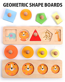 Intellibaby Premium Wooden Geometric Knob Shape Board for Babies| Learning & Educational Shape Sorter for Babies | Sorting Toys for Preschoolers | Non-Toxic |Multicoloured | Ideal for Gifting | BIS Certified | Paediatrician Recommended