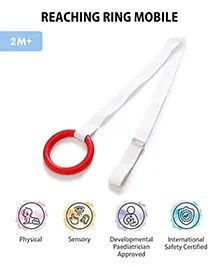 Intellibaby Reaching Ring Mobile | Red | Vibrant Colour for Visual Stimulation | Primary Colour Recognition | Safety Certified | BIS Approved | Paediatrician Recommended Toy Mobile for Babies