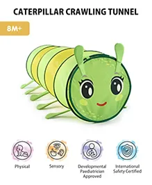 Intellibaby Premium Caterpillar Crawling Tunnel | Foldable Indoor & Outdoor Peek-A-Boo Tunnel Tent | BIS Certified | Non-Toxic | Best Gift for Babies | Green | Perfect for Playtime